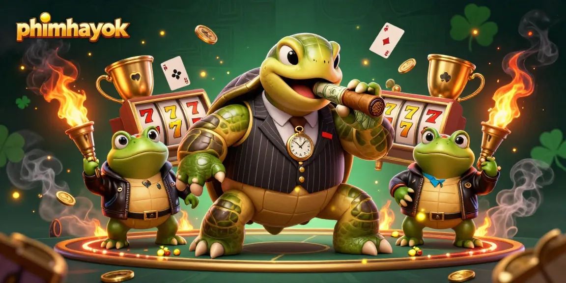 Experience thrilling slots at phimhayok with a cartoon turtle mobster and dynamic casino action.
