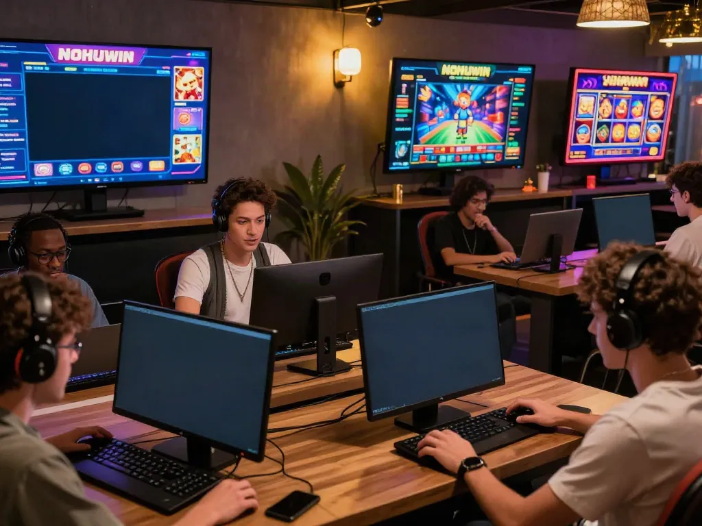 Nohuwin online gaming scene showcasing diverse players enjoying various game genres.