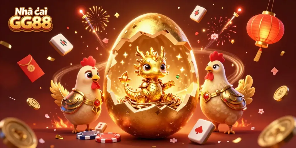 Experience the excitement at Nhà cái GG88 with vibrant casino elements and a dynamic illustration.