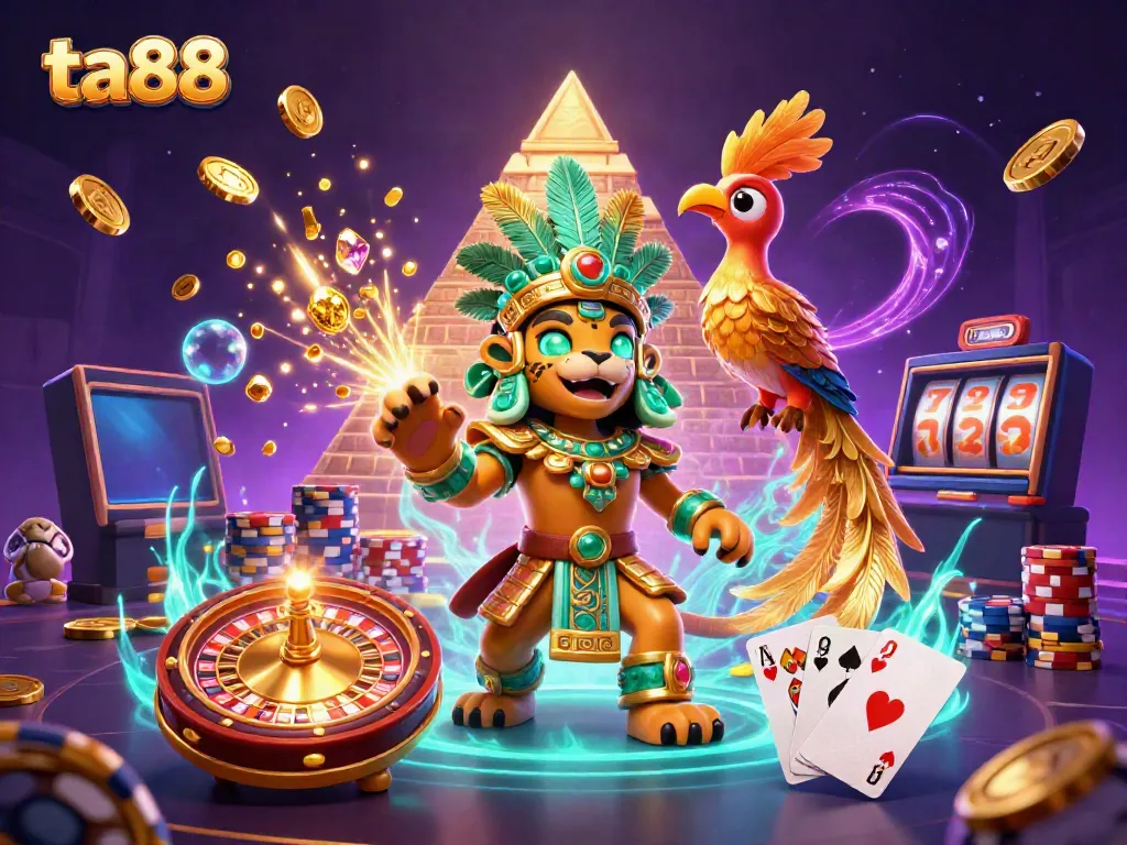 Engage with ta88's thrilling gaming universe featuring vibrant characters and casino elements.