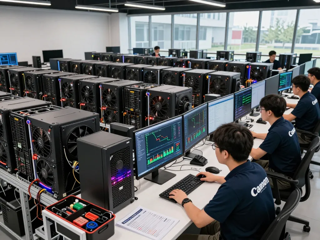Otimize sua eficiência de mineração com o firmware VNISH para mineradores ASIC em uma agitada fazenda de criptomoedas