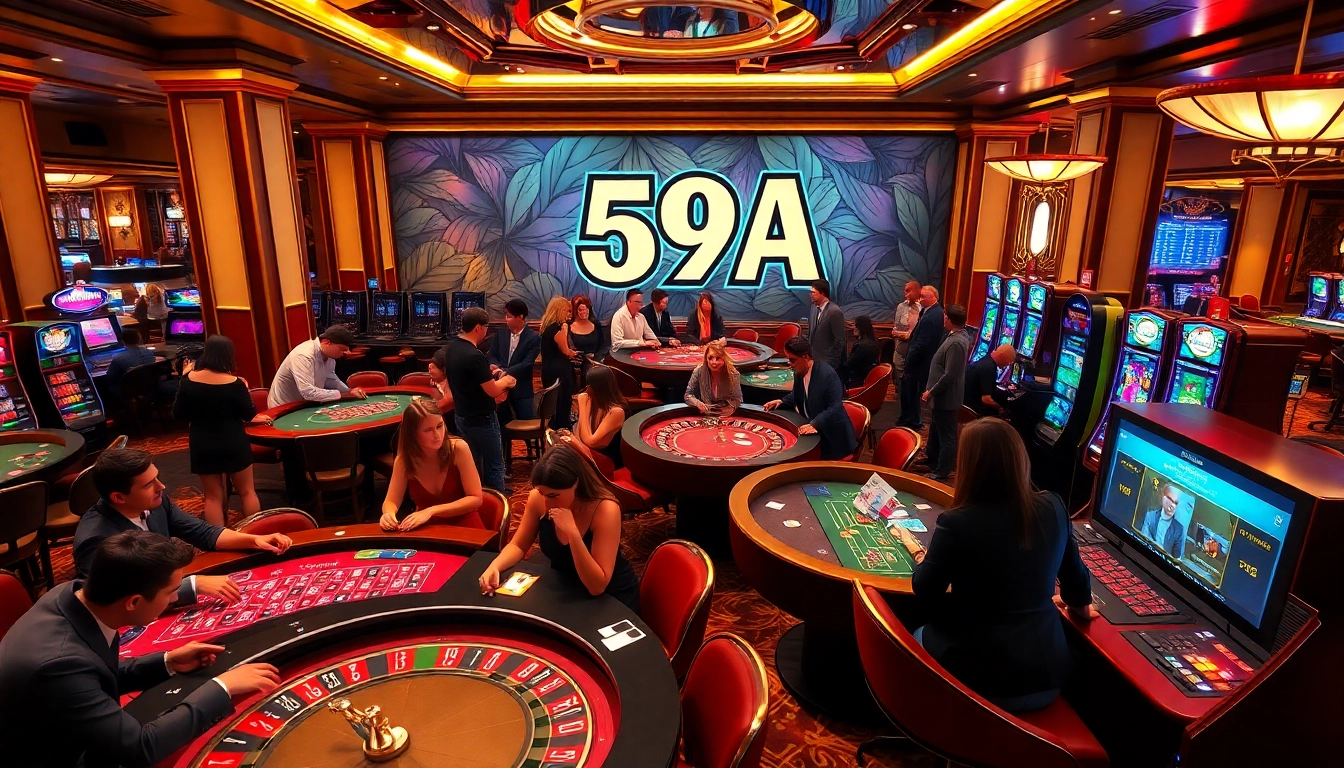 Experimente a emoção de jogar na 59A com mesas de cassino vibrantes e jogadores animados.