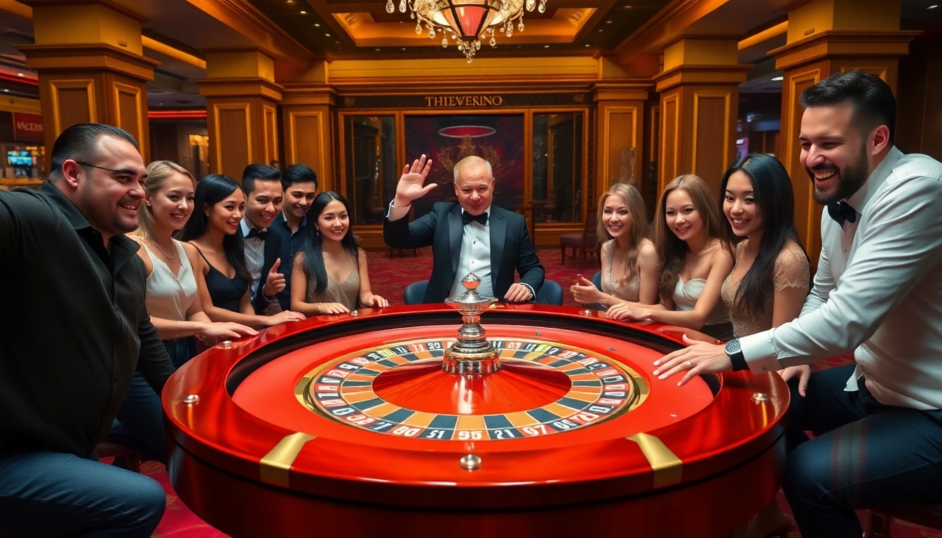 Players enjoying a casino experience at the TR88 roulette table, surrounded by excitement and luxury.