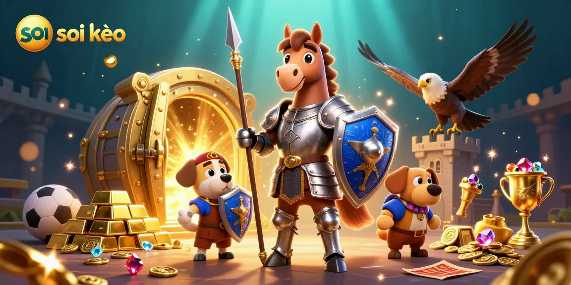 Engage in thrilling soi kèo sports betting with an exciting scene of medieval knights and treasure.