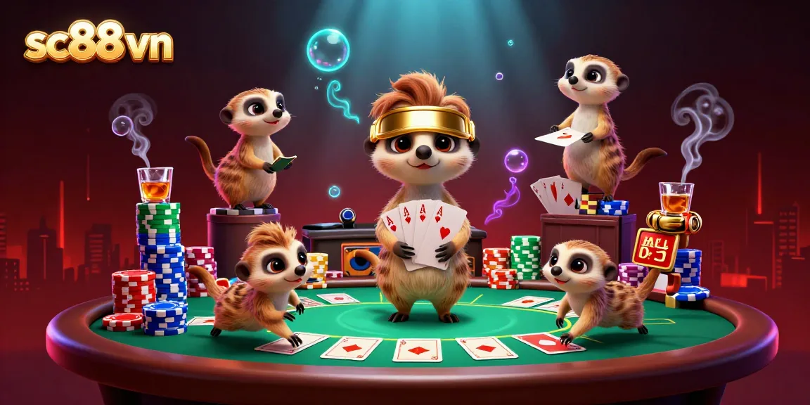 Experience excitement at sc88 vn as meerkats gamble in a vibrant casino filled with action and adventure.