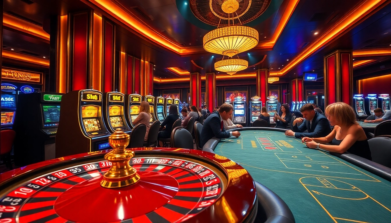 Players engaging with roulette and blackjack games at the luxurious 788t casino, showcasing excitement and professionalism.