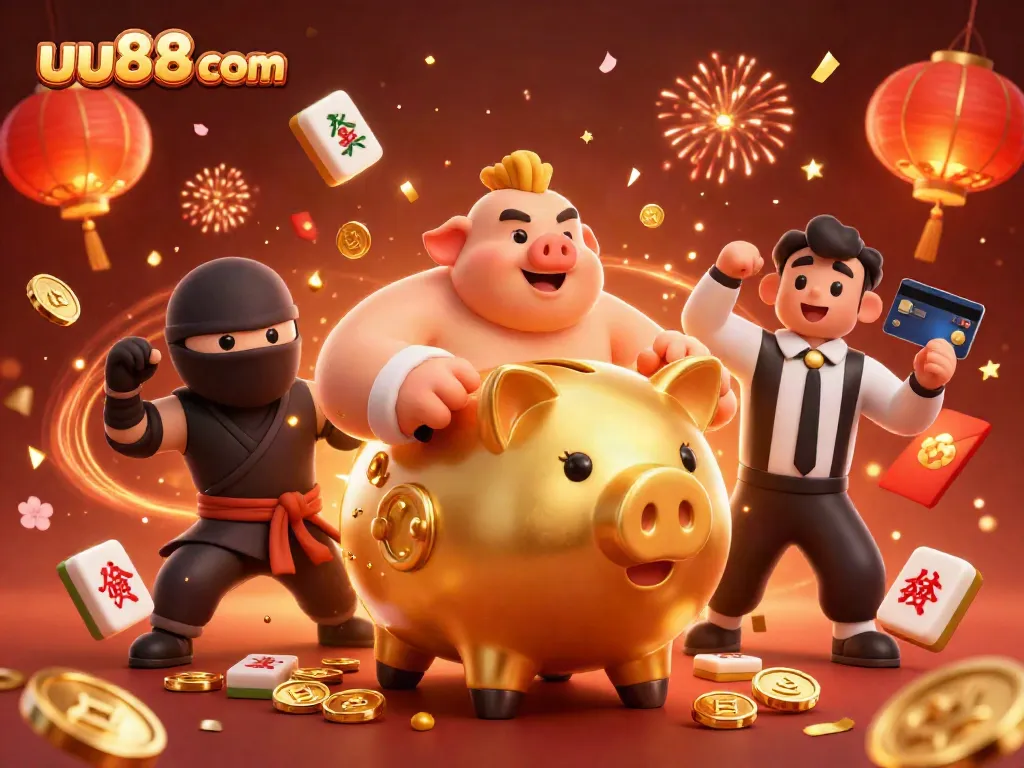 Experience thrilling gameplay at uu88 com with dynamic golden piggy bank and festive elements.