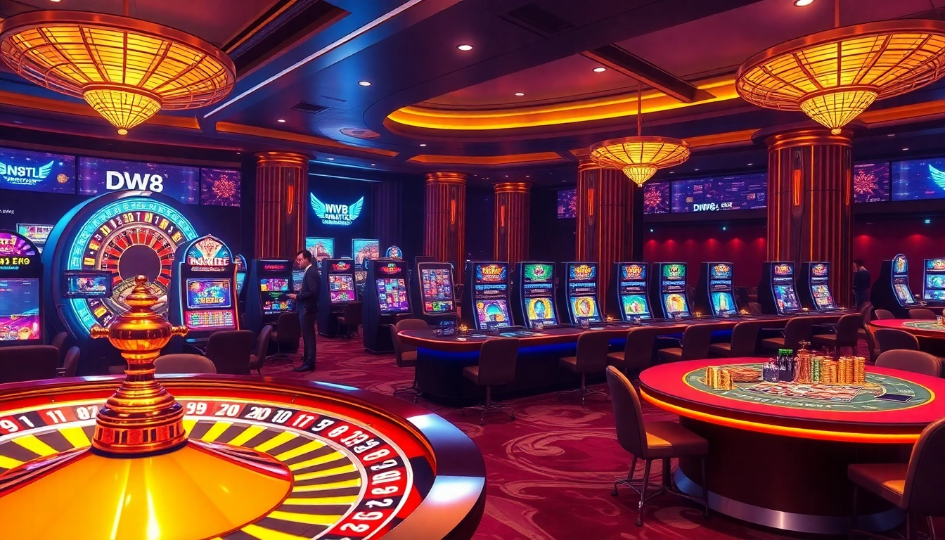 Experience the thrilling action of DW8 with vibrant casino games and engaging dealers.