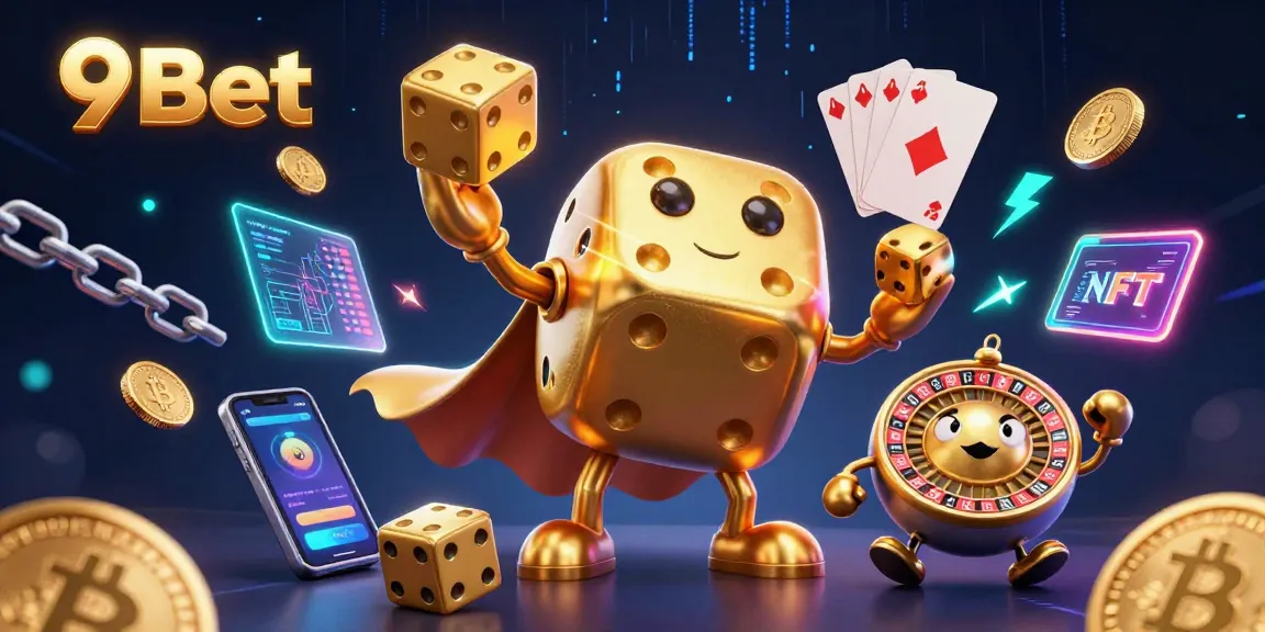 Play 9Bet for immersive gaming experience with vibrant golden dice and digital elements.