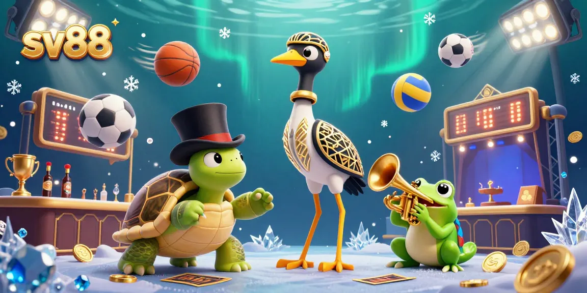 sv88 enhances gameplay with a vibrant 3D illustration featuring sports and casino elements