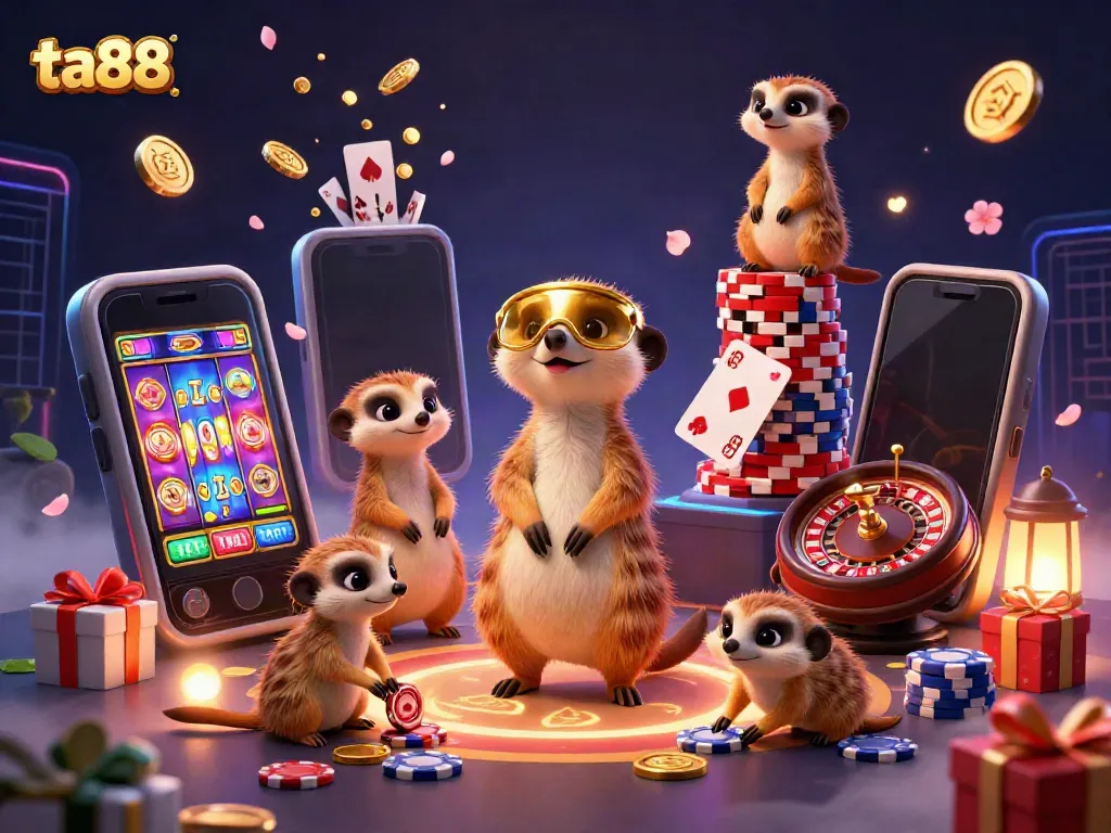 Experience the thrill of ta88 with meerkats running a dynamic casino operation, complete with games and treasure.