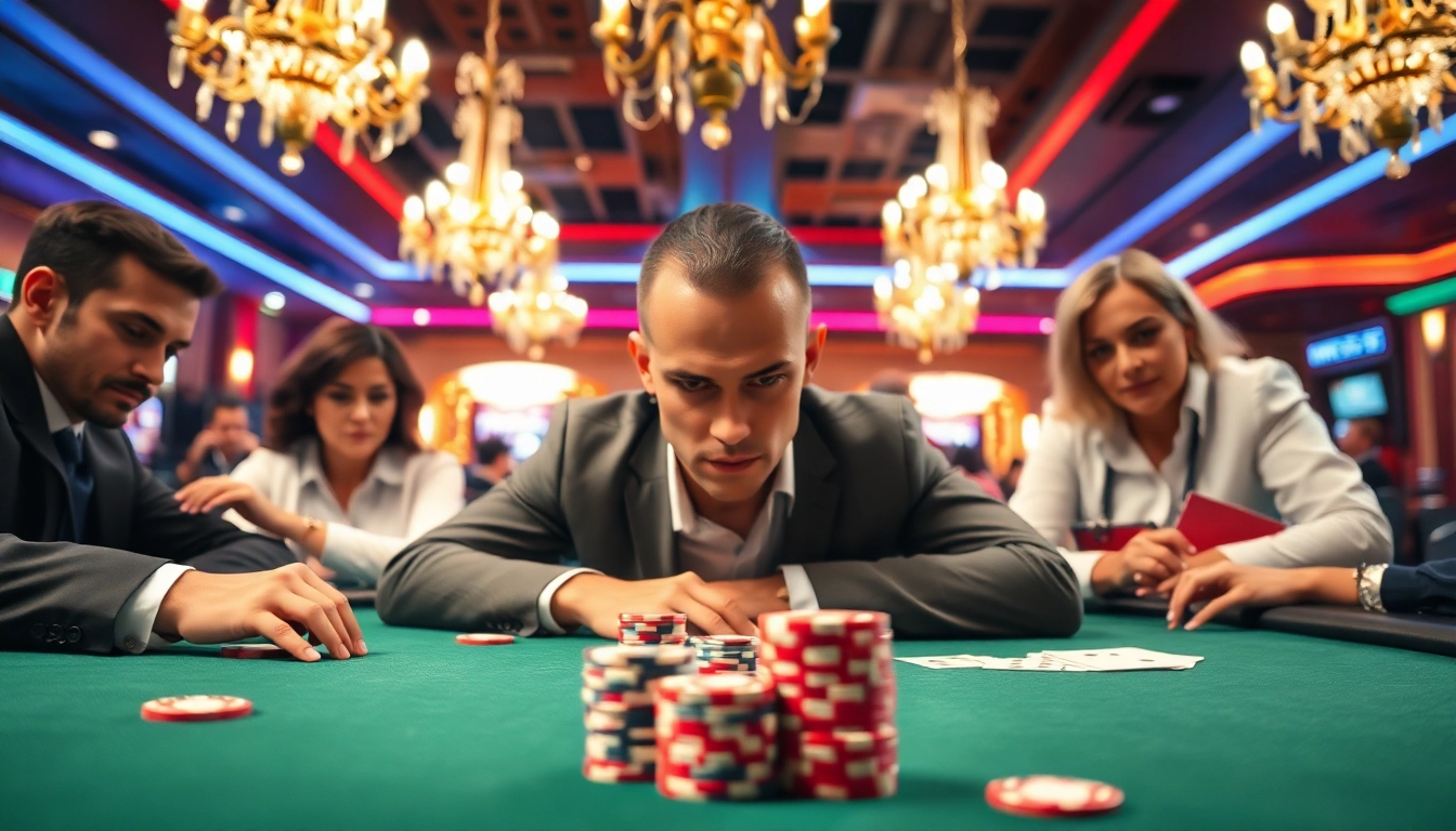 Meilleurs bonus casino pour gagner au poker avec des joueurs concentrés autour d'une table.