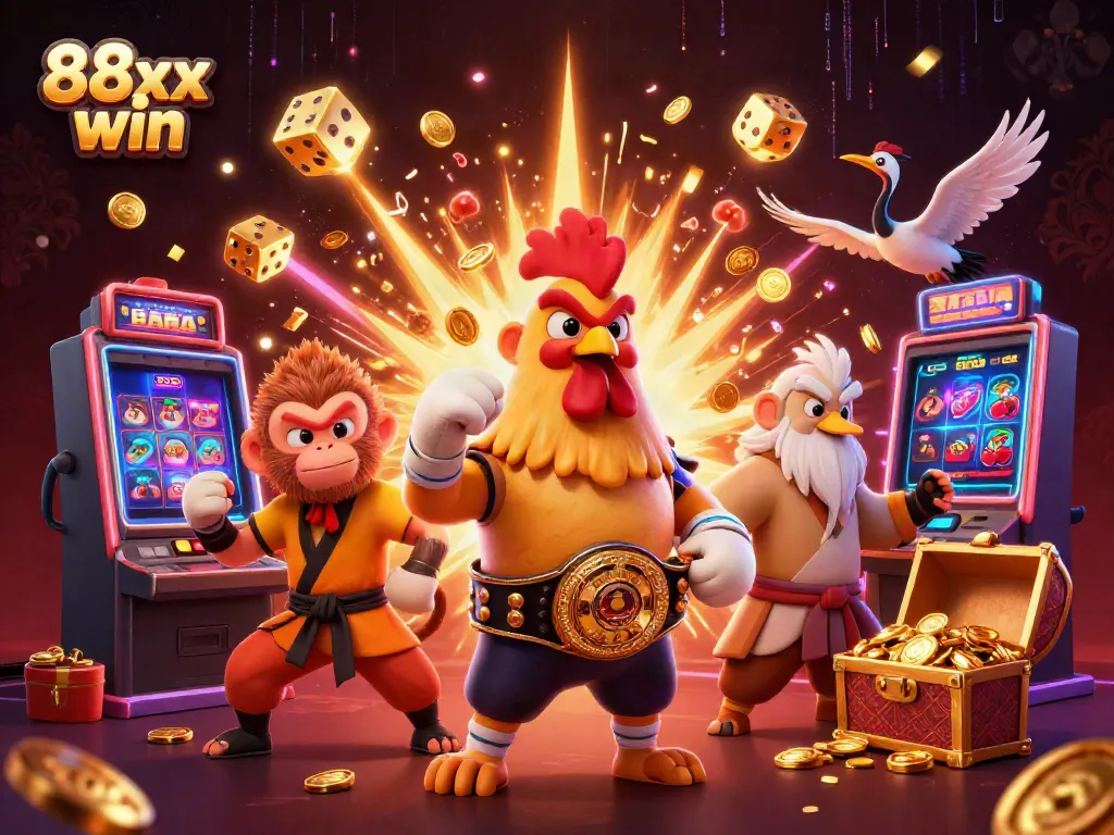 Experience the excitement of gaming at 88xx win with dynamic characters, jackpot action, and vibrant casino elements.