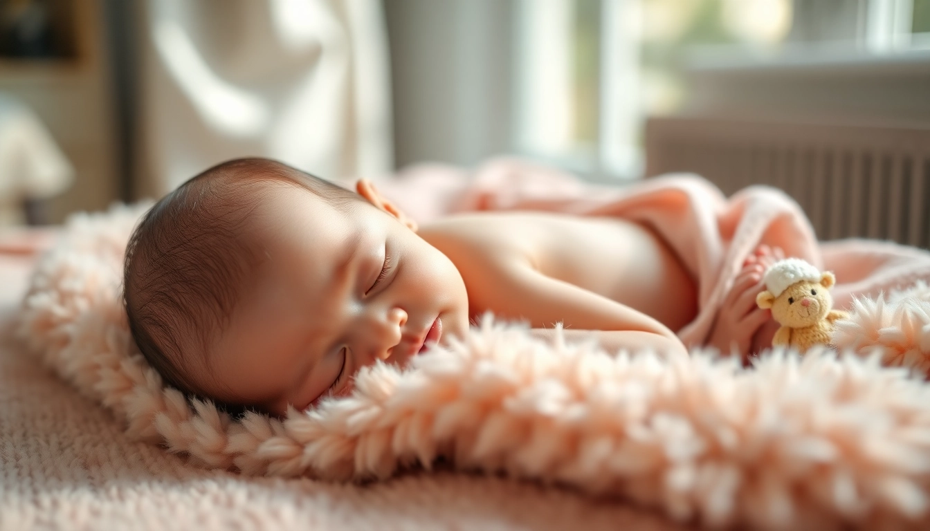 Captivating babyfotografie showcasing a sleeping newborn on a soft blanket.