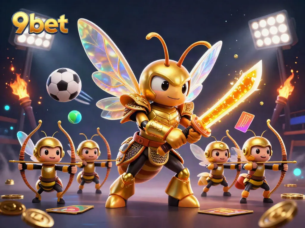 Engage with the thrilling world of 9bet as a golden hornet warrior leads a dynamic sports betting scene.