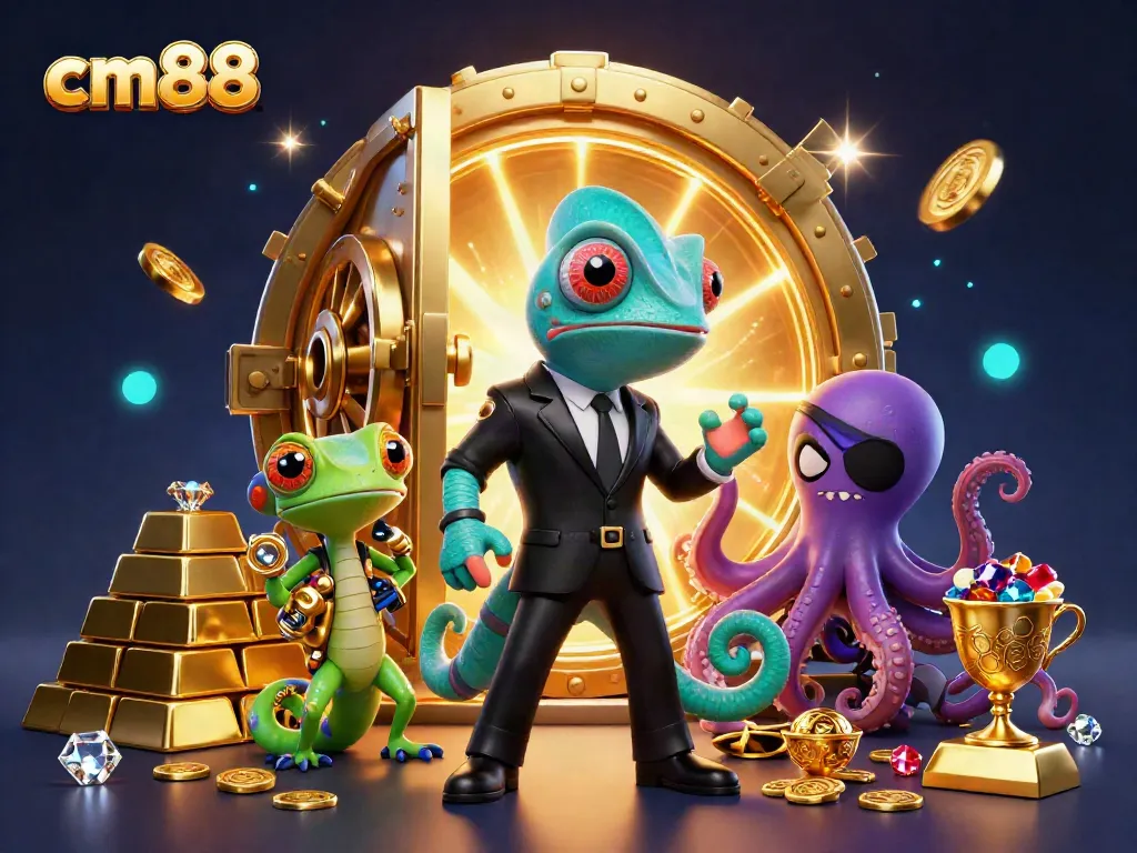 Experience thrilling gameplay with cm88's experts in a colorful casino scene.