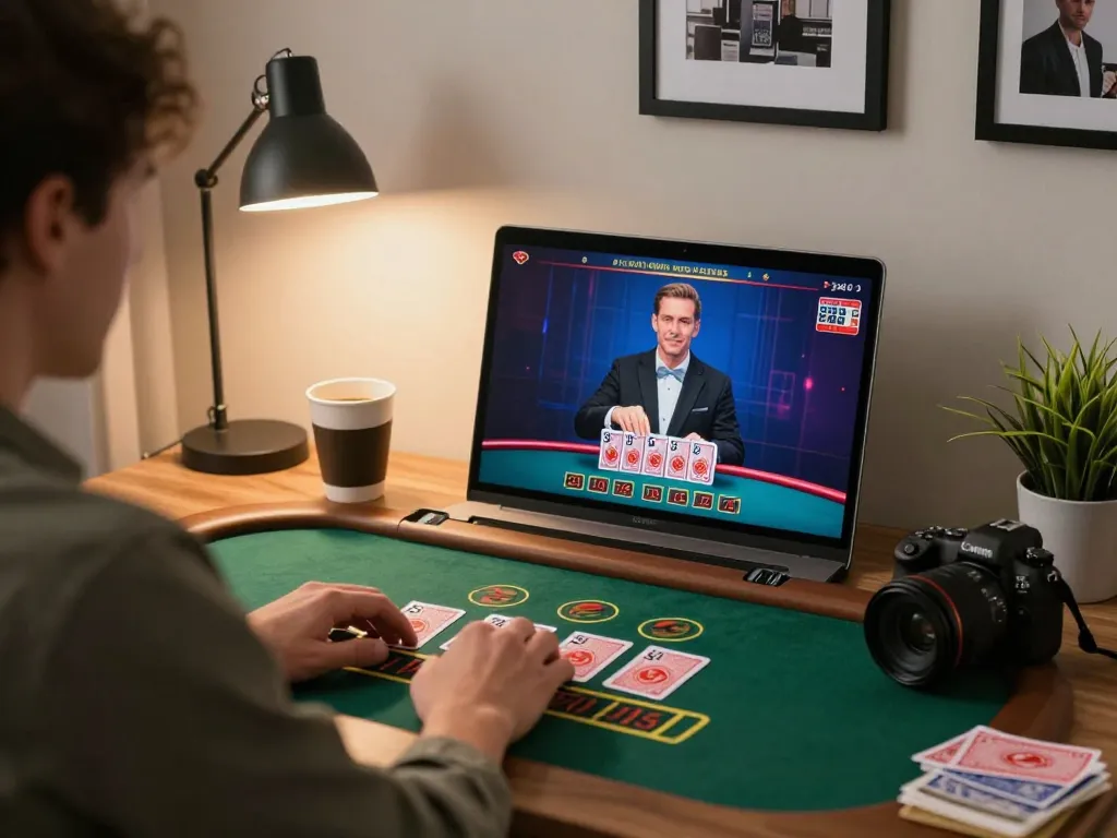 Engaging gaming moment at gk88 online casino with player enjoying live blackjack.