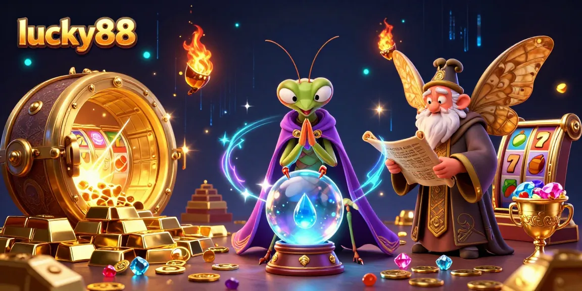 Experience the vibrant world of lucky88 with a fortune teller and rich casino treasures in a magical atmosphere.