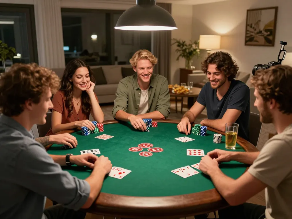 Tuyển dụng KJC highlights the excitement of poker night with friends, showcasing strategic gameplay and social interaction.