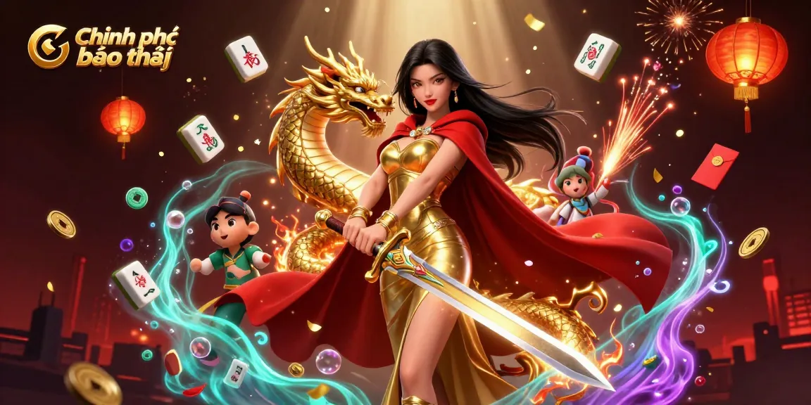 Experience "Chính sách bảo mật" through this vibrant casino scene featuring a warrior queen and golden dragon.