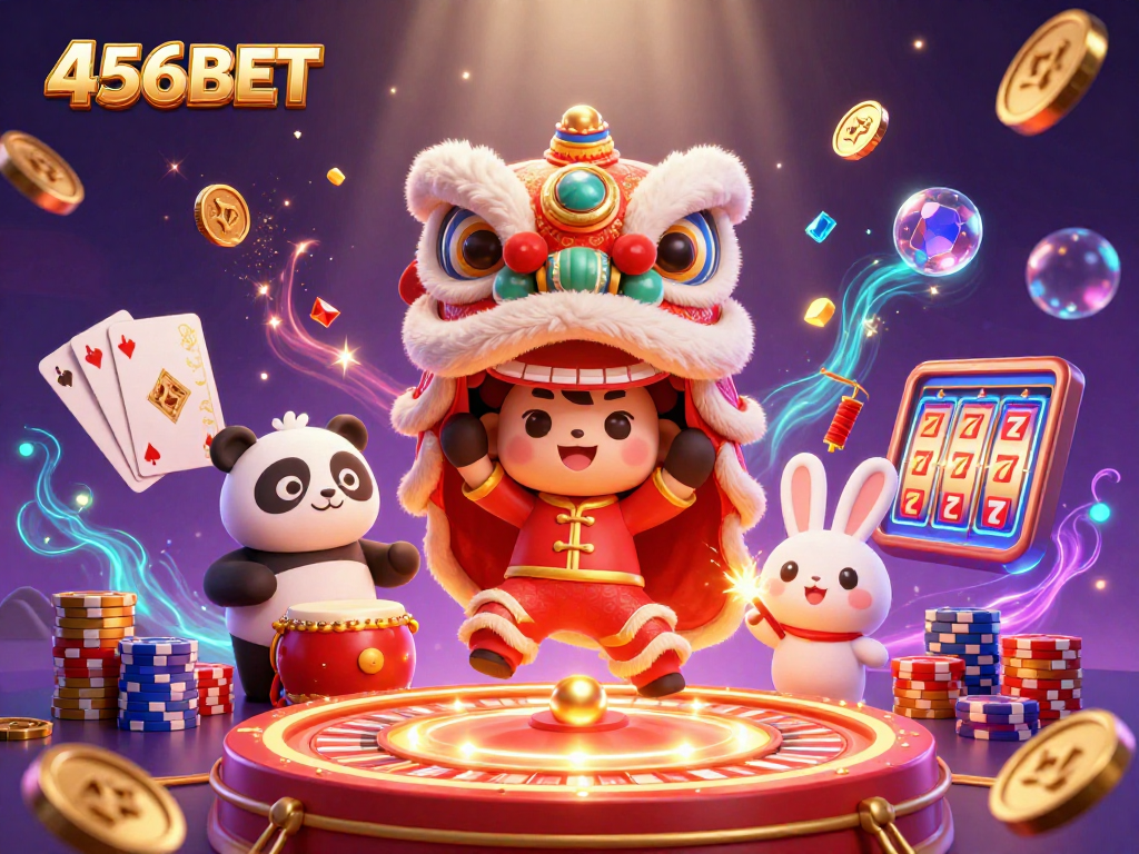 Experience the thrill of winning with 456BET in a vibrant casino scene full of energy and exciting game elements.