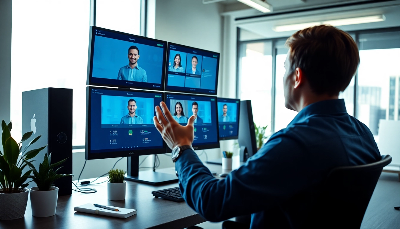 Manage remote call control effectively with an advanced computer setup in a professional office.
