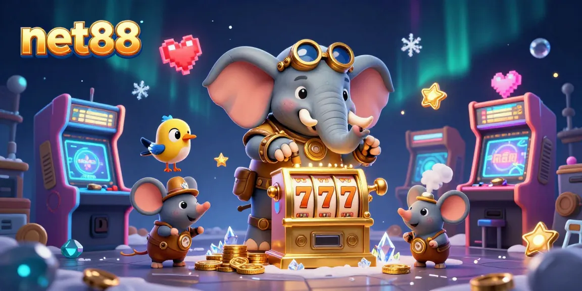 Play at net88 with engaging 3D casino characters and colorful gaming elements in a steampunk scene.