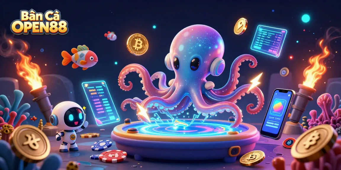 Shooting fish and winning big with Bắn Cá OPEN88 in a vibrant underwater casino scene