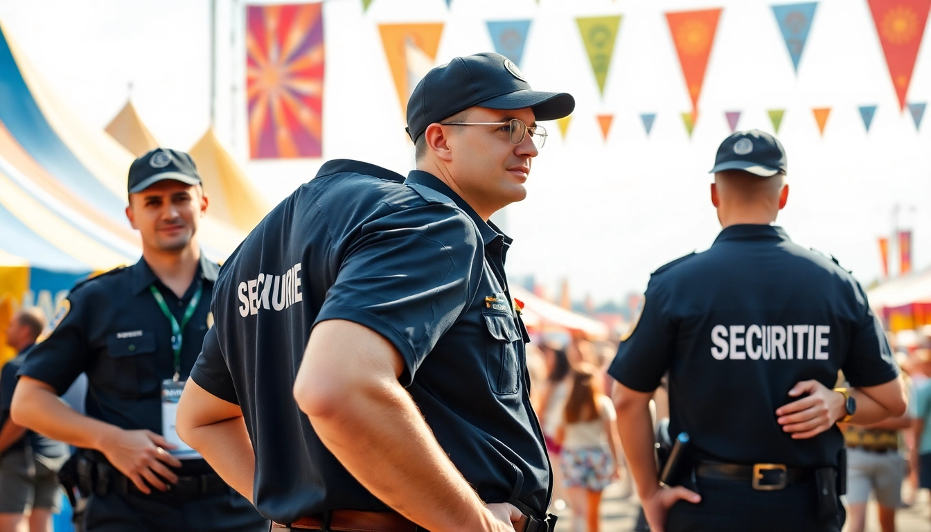 Event Security team ensuring safety at a vibrant outdoor festival, providing a secure atmosphere.