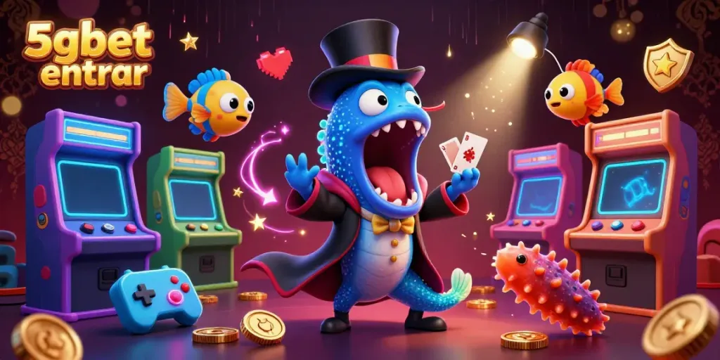 Experience thrilling fun with 5gbet entrar, featuring a magician eel and flashy game elements in a vibrant casino setting.