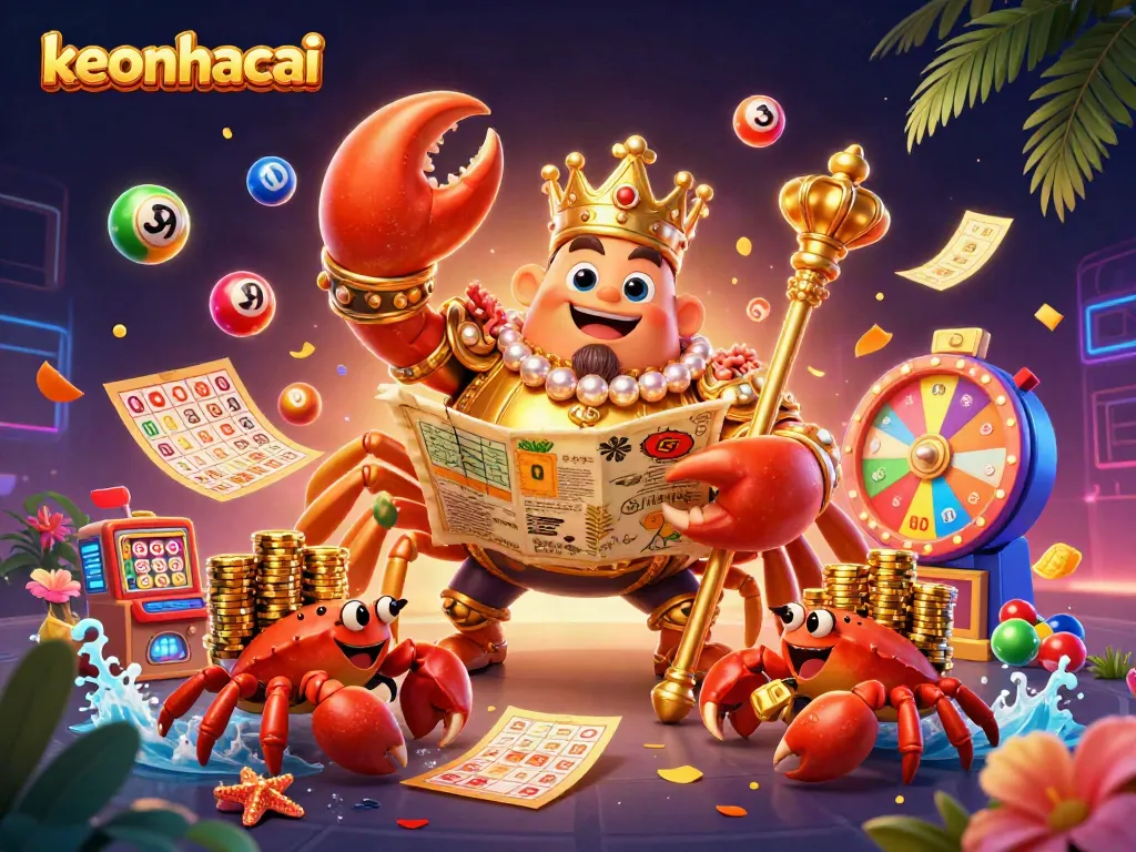 Engage with exciting lottery actions featuring keonhacai in a vibrant casino scene full of treasures.