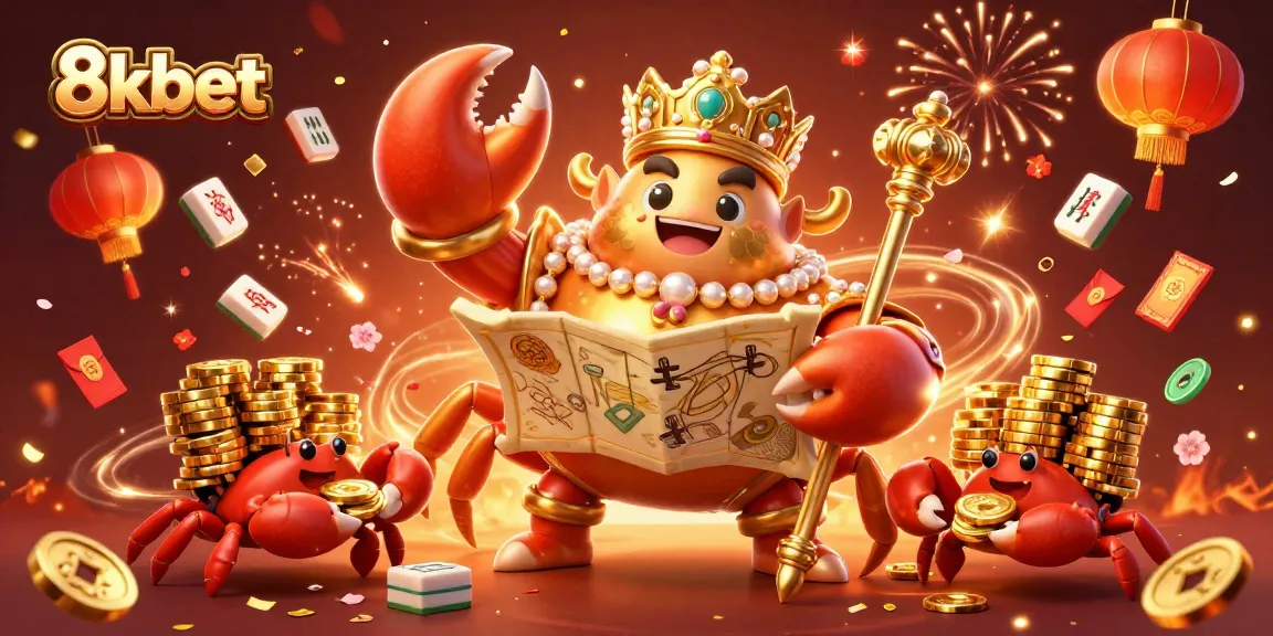 Experience vibrant 8xbet gaming with a golden crab emperor amidst dynamic casino elements.