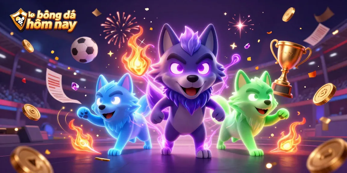 Engage with kèo bóng đá hôm nay through dynamic sports betting visuals featuring wolf characters and vibrant elements.