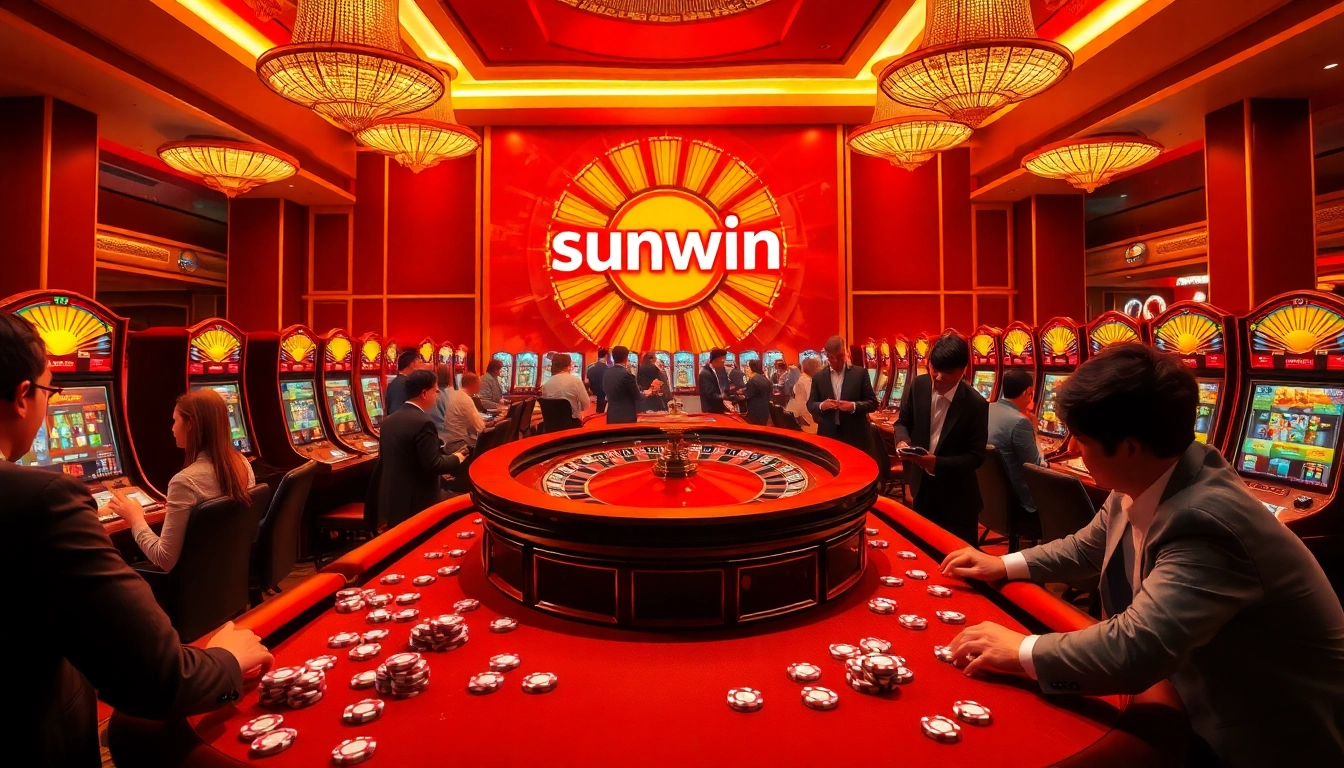 Experience the thrill of sunwin gaming with vibrant roulette wheels and luxurious casino ambiance.