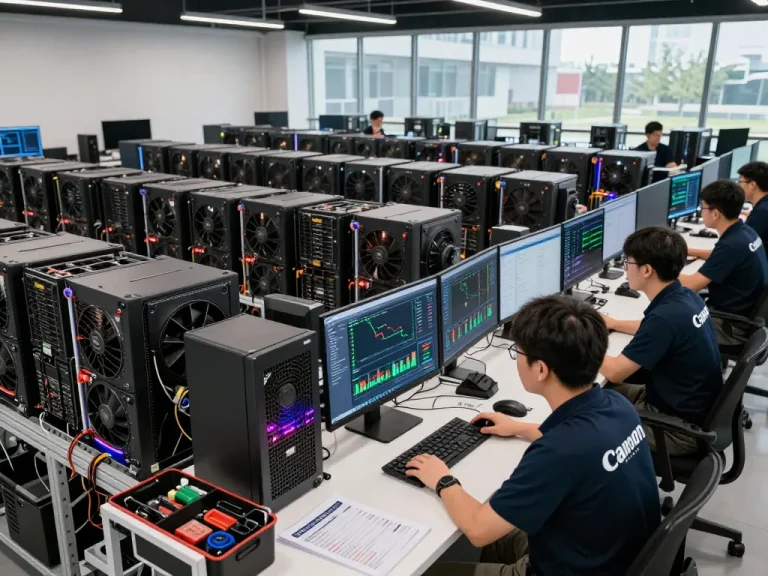 Otimize sua eficiência de mineração com o firmware VNISH para mineradores ASIC em uma agitada fazenda de criptomoedas