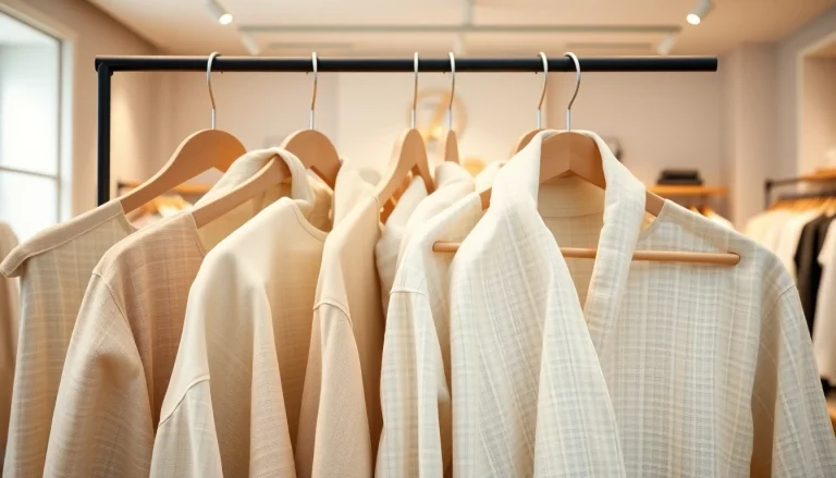 Showcasing high-quality clothing manufacturer garments in a stylish boutique.