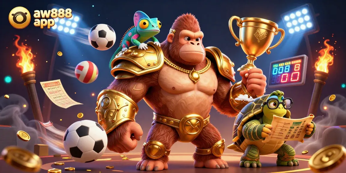 Experience the excitement of the aw888 app with our powerful gorilla king and his colorful companions.