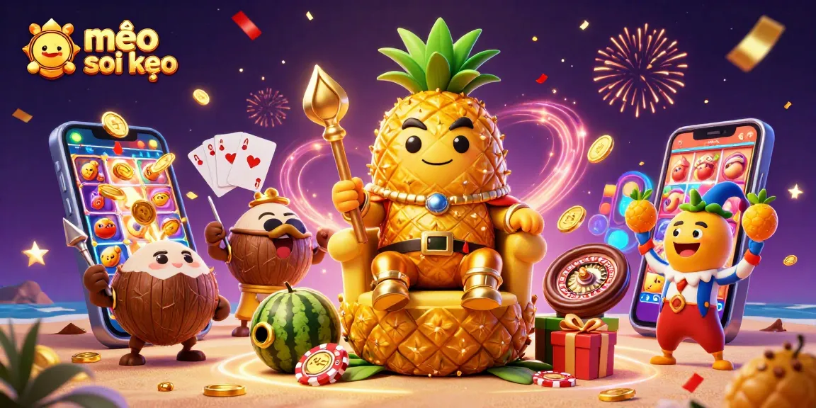 Engage with strategic mẹo soi kèo tips from the golden pineapple king in a vibrant beach casino.