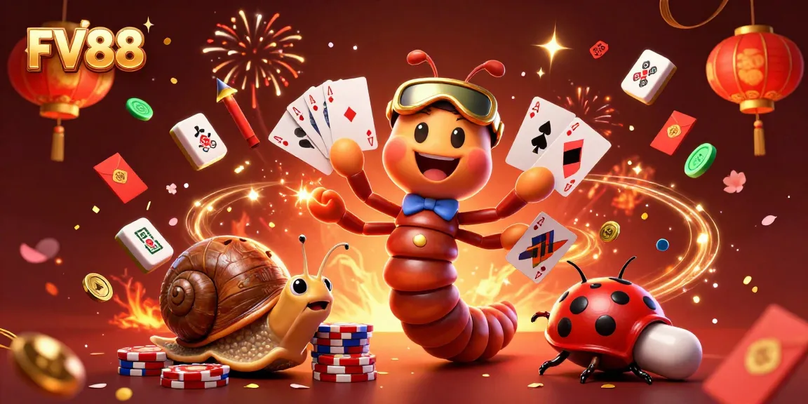 Engage with FV88 as vibrant 3D characters celebrate winning in an animated casino scene.