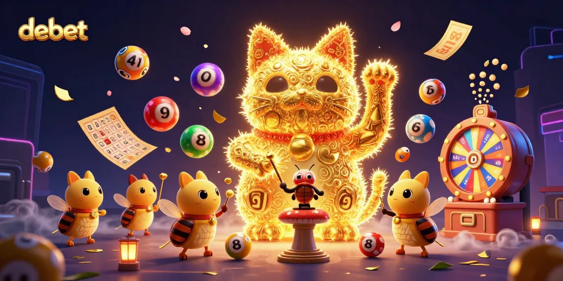 Engage in exciting gameplay with debet's lucky cat guiding lottery plays and winning opportunities in an immersive scene.